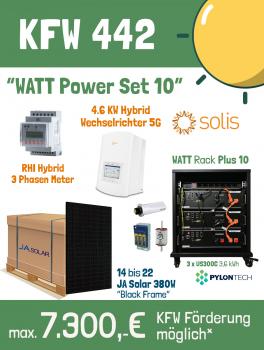 KFW 442 "WATT Power Set 10" inkl. 14 x JA Solar 380W, Solis 4.6 KW Hybrid WR und 10.8 kWh Speicher
